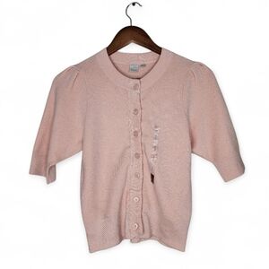 Twik Simons Short Sleeve Button Front Cardigan in Pink Size S New with Tags